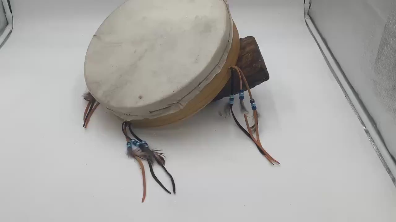 Handmade Leather Hand Drum – Anishinaabe/Ojibwe Made