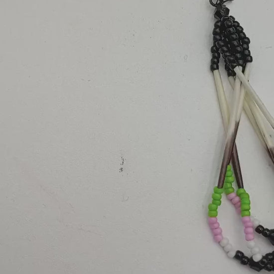 Handcrafted Porcupine Quill Earrings: Beaded Dangle, Anishinaabe/Ojibwe Made