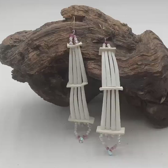 Large Hand Beaded Earrings: Anishinaabe/Ojibwe Beadwork