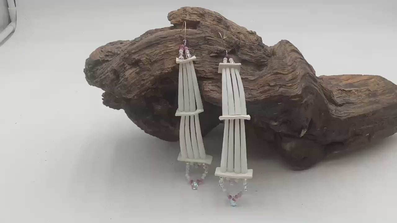 Large Hand Beaded Earrings: Anishinaabe/Ojibwe Beadwork