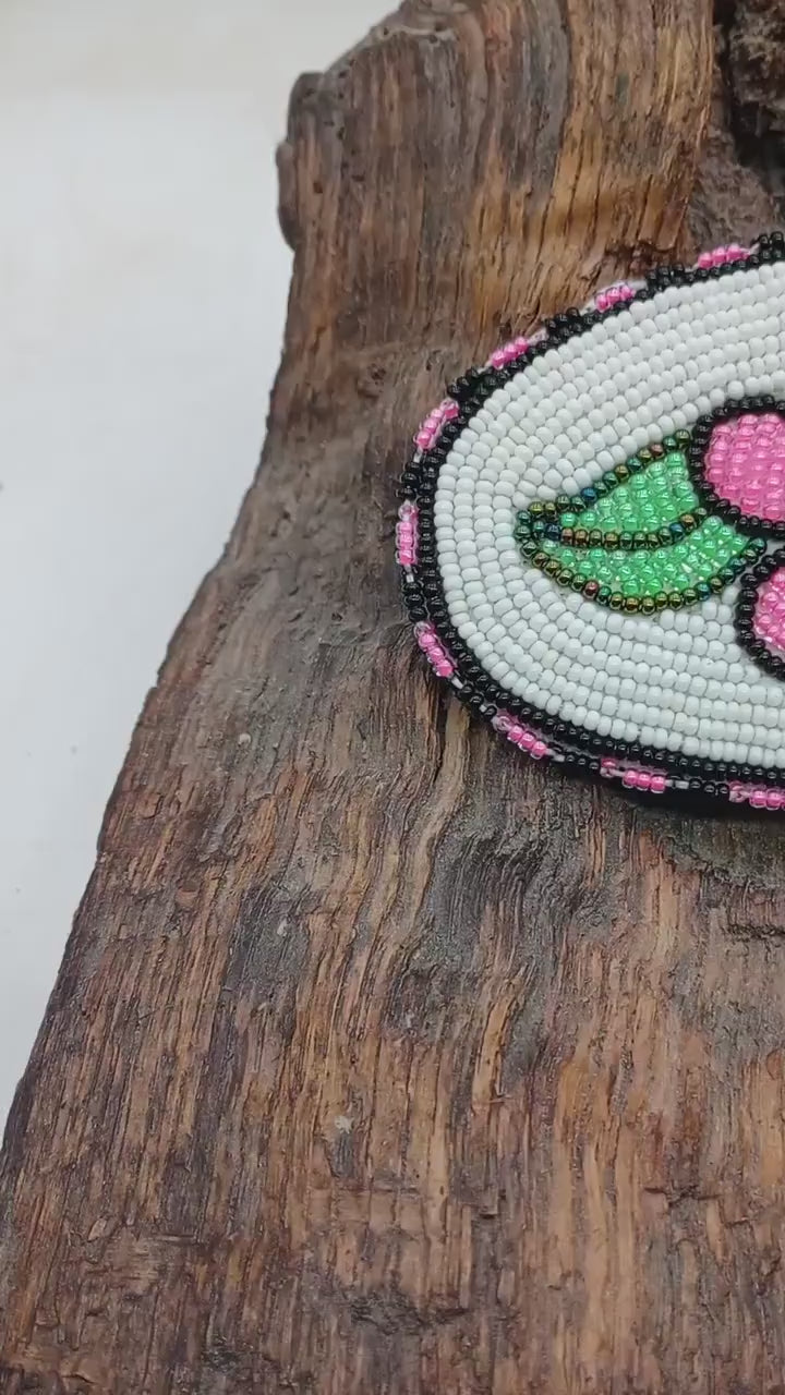 Beautiful Hand Made Hair Barrette - Ojibwe/Anishinaabe Beadwork - Free Shipping