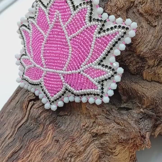 Hand Beaded Flower Barrette: Ojibwe Anishinaabe Beadwork