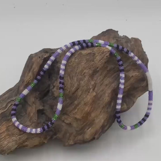 Hand Beaded Rope Necklace - Anishinaabe/Ojibwe Made- Free Shipping