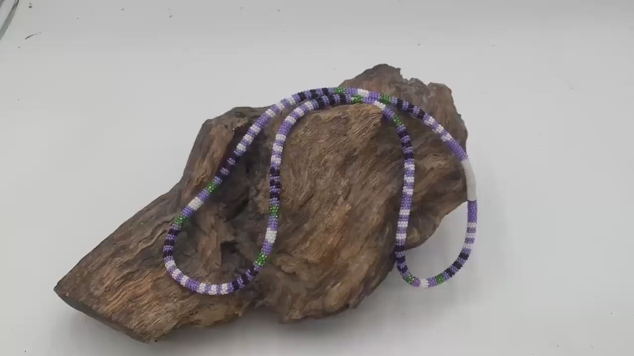 Hand Beaded Rope Necklace - Anishinaabe/Ojibwe Made- Free Shipping