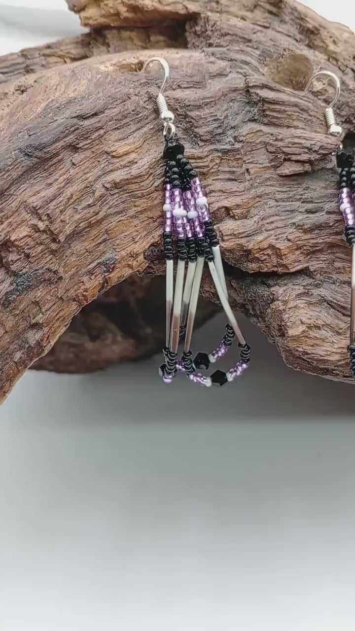 Handmade Porcupine Quill Earrings: Anishinaabe Beadwork
