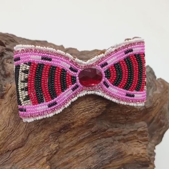 Hand Beaded Hair Barrette -  Ojibwe Beading - 3 dimensional