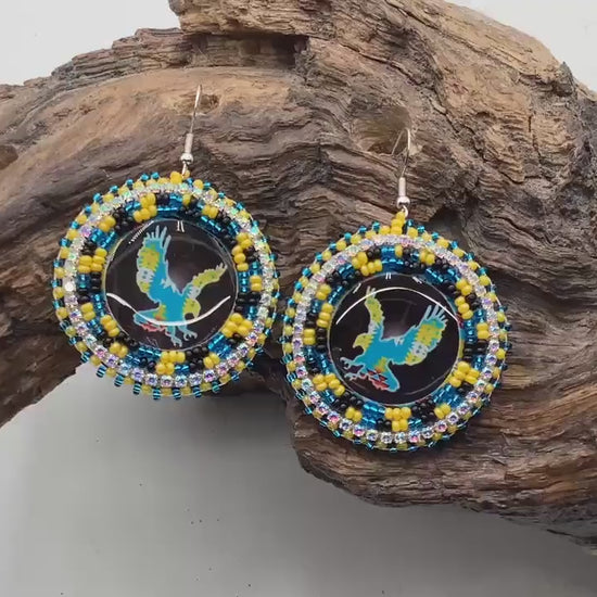 Indigenous Eagle Hand Beaded Earrings: Anishinaabe/Ojibwe Beadwork