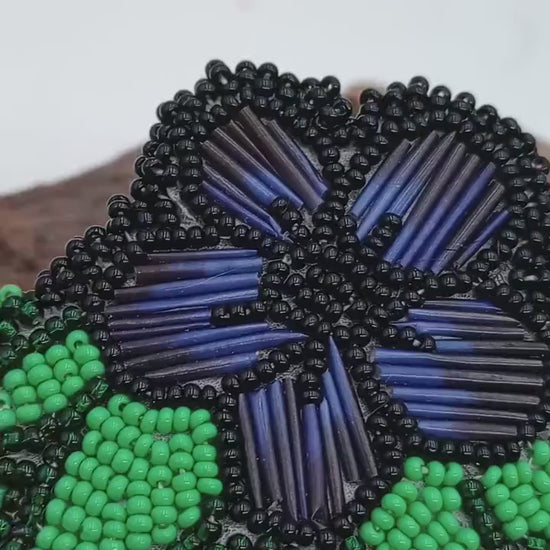 Porcupine Quill Royal blue daisy hair clips Handmade