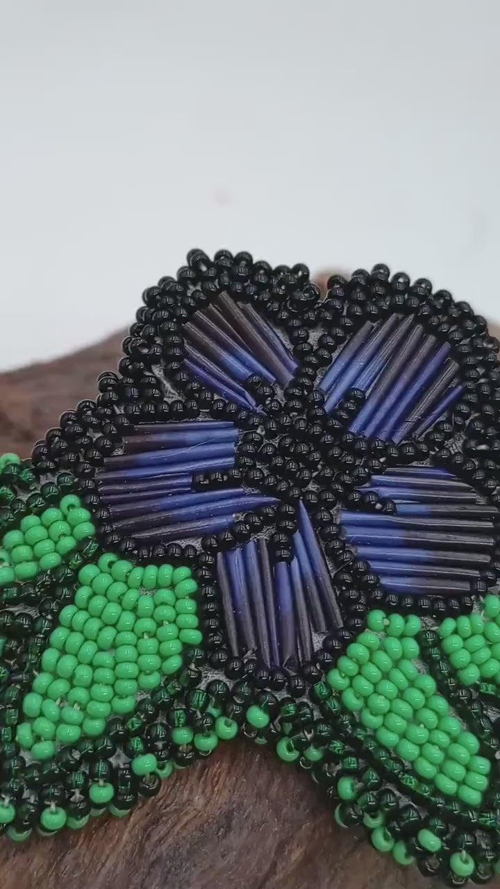 Porcupine Quill Royal blue daisy hair clips Handmade