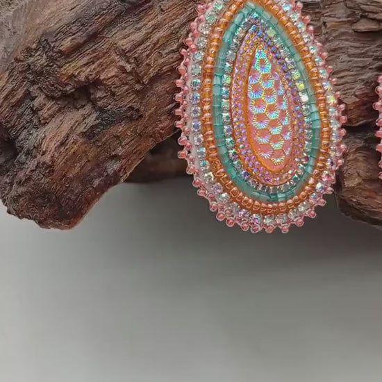 Anishinaabe Beaded Earrings: Spring Sunshine Design