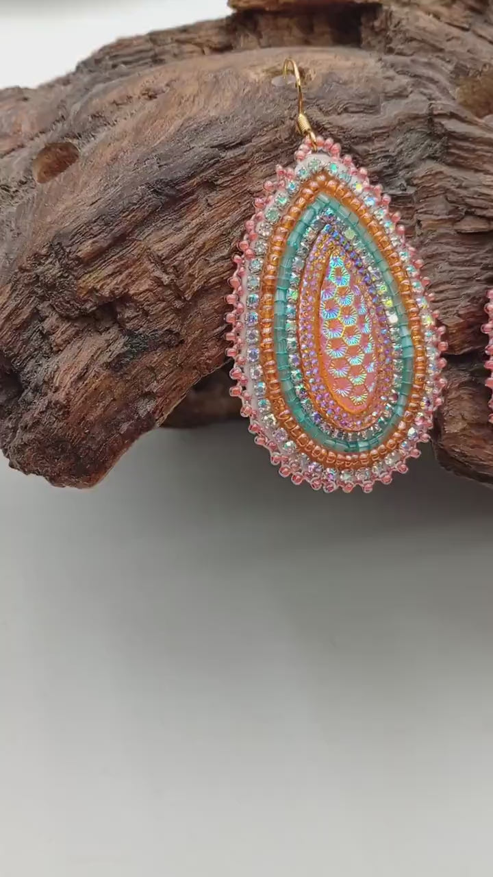 Anishinaabe Beaded Earrings: Spring Sunshine Design