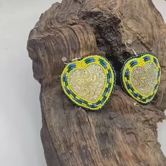 Shimmering Hearts Beaded Earrings - Indigenous Made