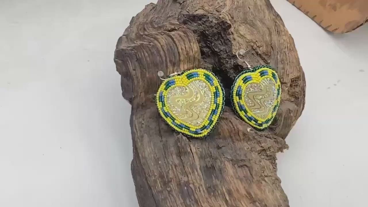 Shimmering Hearts Beaded Earrings - Indigenous Made