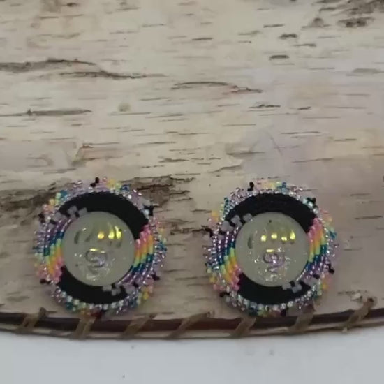 Hand Beaded Earrings-Neon Claws-Anishinaabe/Ojibwe Beadwork