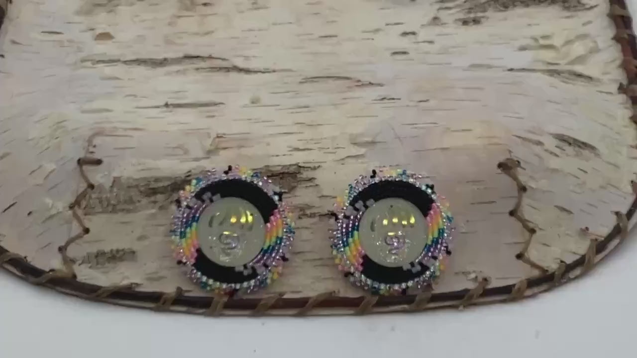 Hand Beaded Earrings-Neon Claws-Anishinaabe/Ojibwe Beadwork