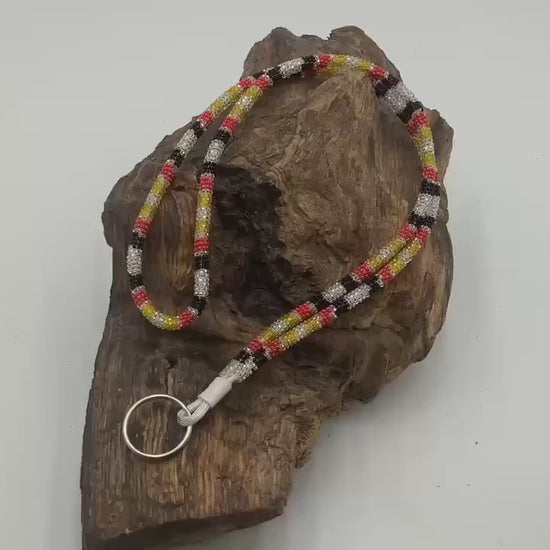 Lanyard Keychain Necklace - Hand Beaded - Anishinaabe/Ojibway Made- Free Shipping