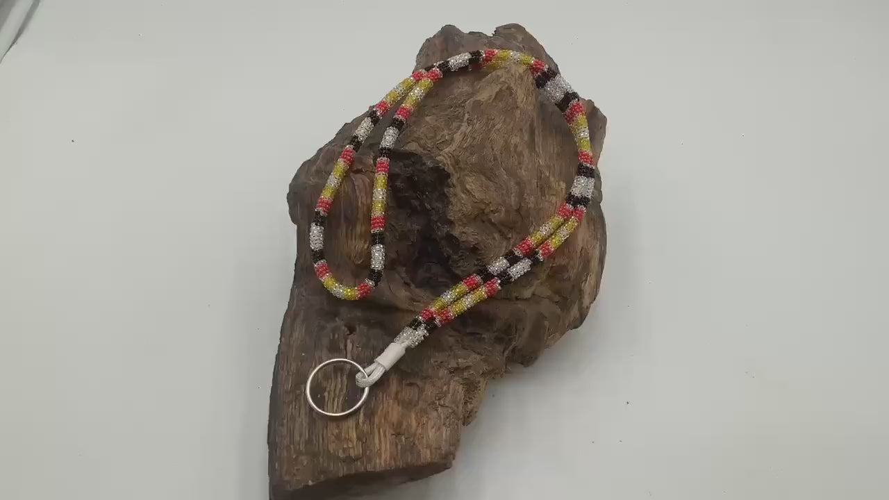 Lanyard Keychain Necklace - Hand Beaded - Anishinaabe/Ojibway Made- Free Shipping