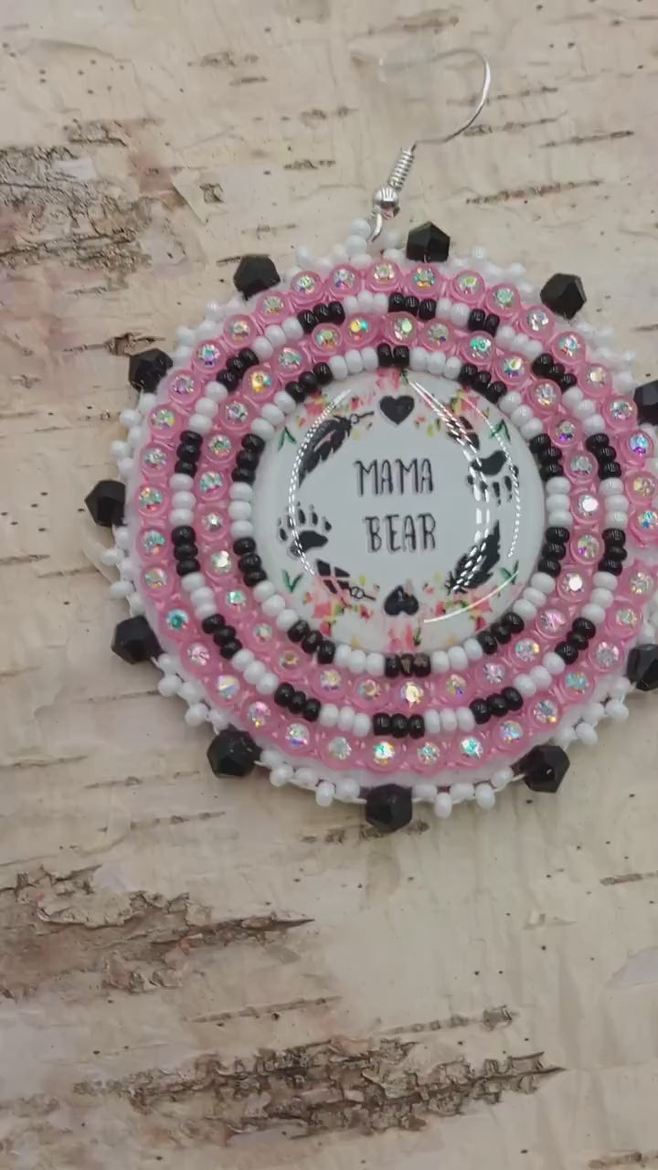 Mama Bear cab Earrings: Anishinaabe/Ojibwe- Hypoallergenic Hooks