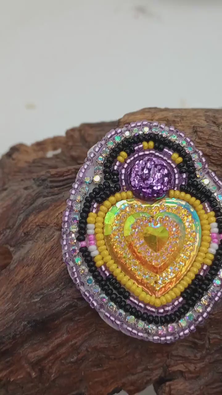 Purple Heart Beaded Earrings – Tribal Artisan Jewelry
