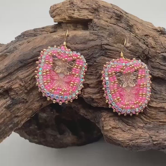 Small Hand Beaded Butterfly Earrings: Anishinaabe Ojibwe Beadwork