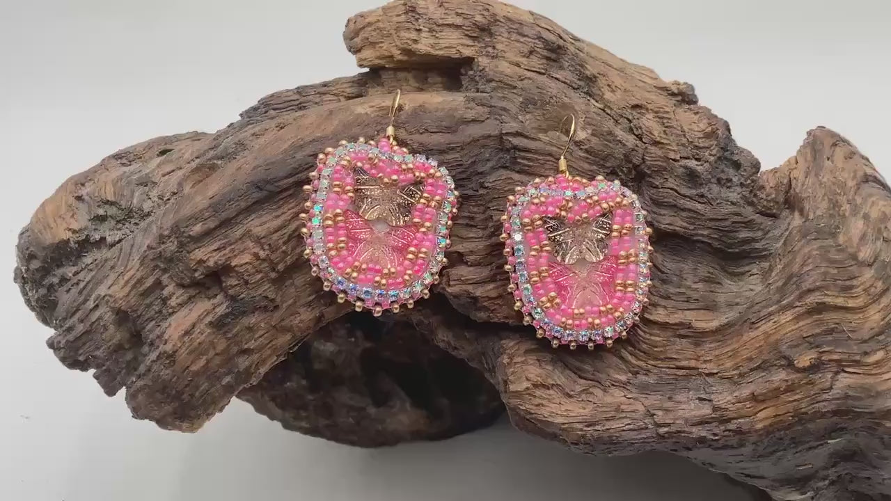 Small Hand Beaded Butterfly Earrings: Anishinaabe Ojibwe Beadwork