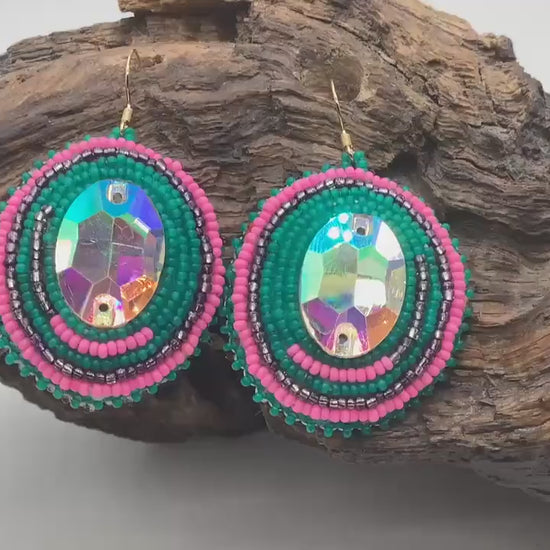 Hand Beaded Earrings: Anishinaabe/Ojibwe Beadwork, Hypoallergenic Hooks