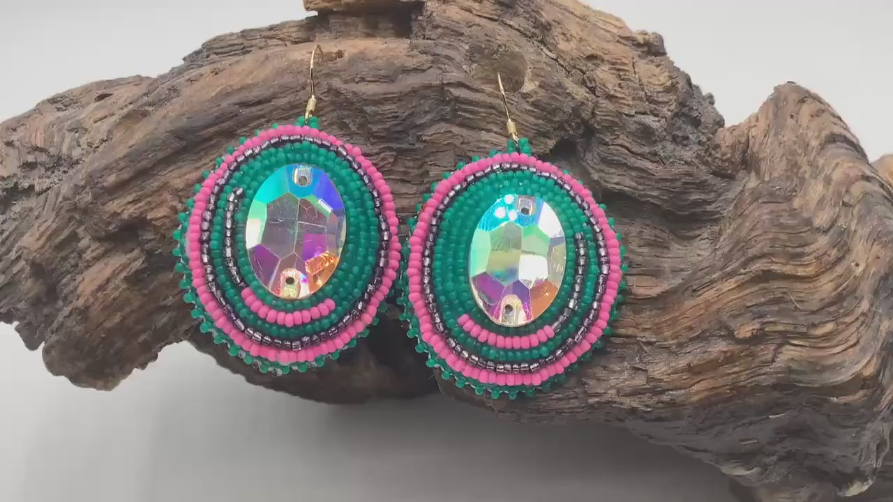 Hand Beaded Earrings: Anishinaabe/Ojibwe Beadwork, Hypoallergenic Hooks