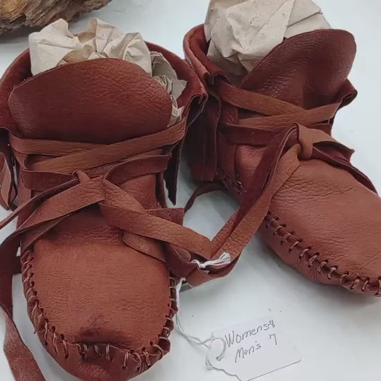 Anishinaabe/Ojibwe Handmade Leather Moccasins  - size medium -Free Shipping