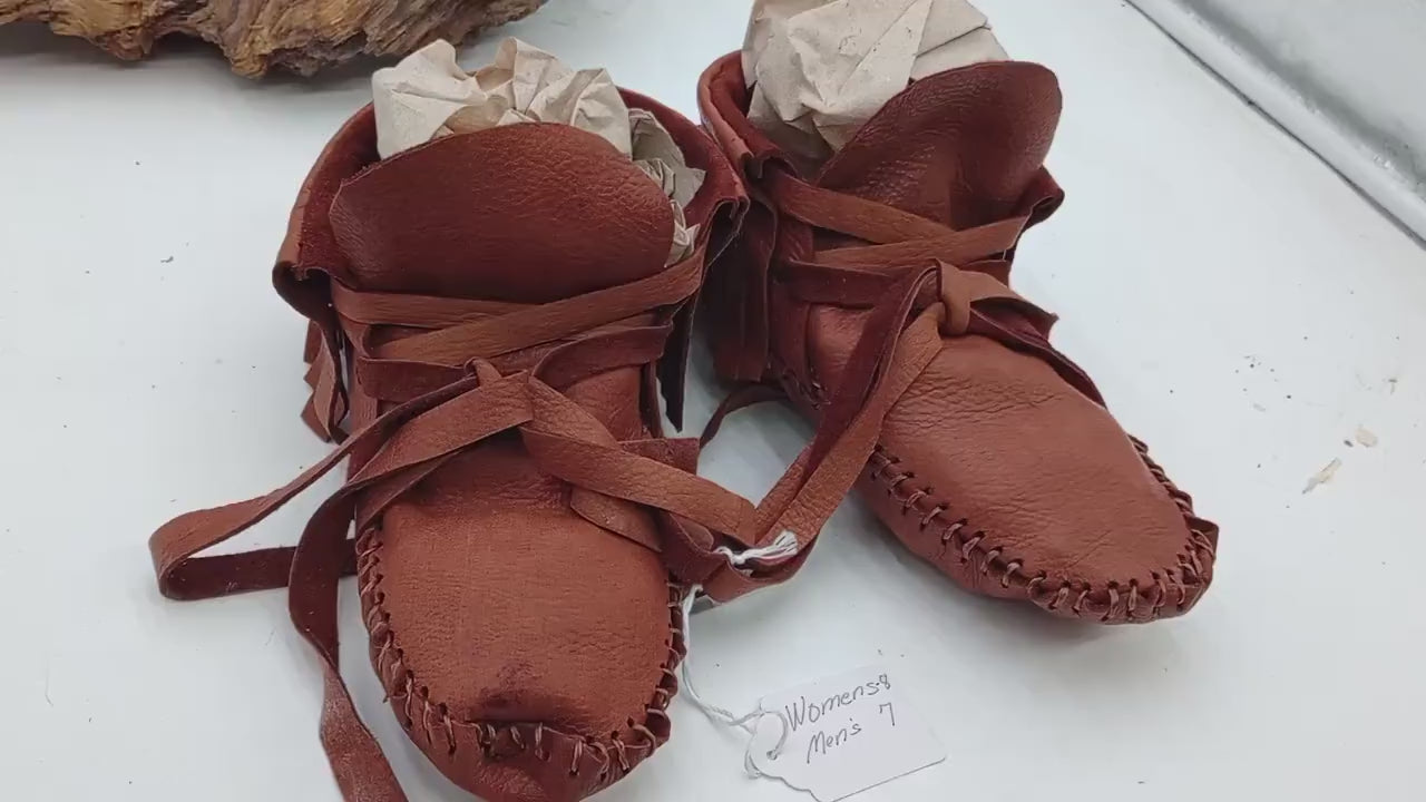 Anishinaabe/Ojibwe Handmade Leather Moccasins  - size medium -Free Shipping