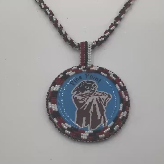 Hand Beaded Pine Point Love Medallion Necklace – Anishinaabe Ojibwe Artisan Made