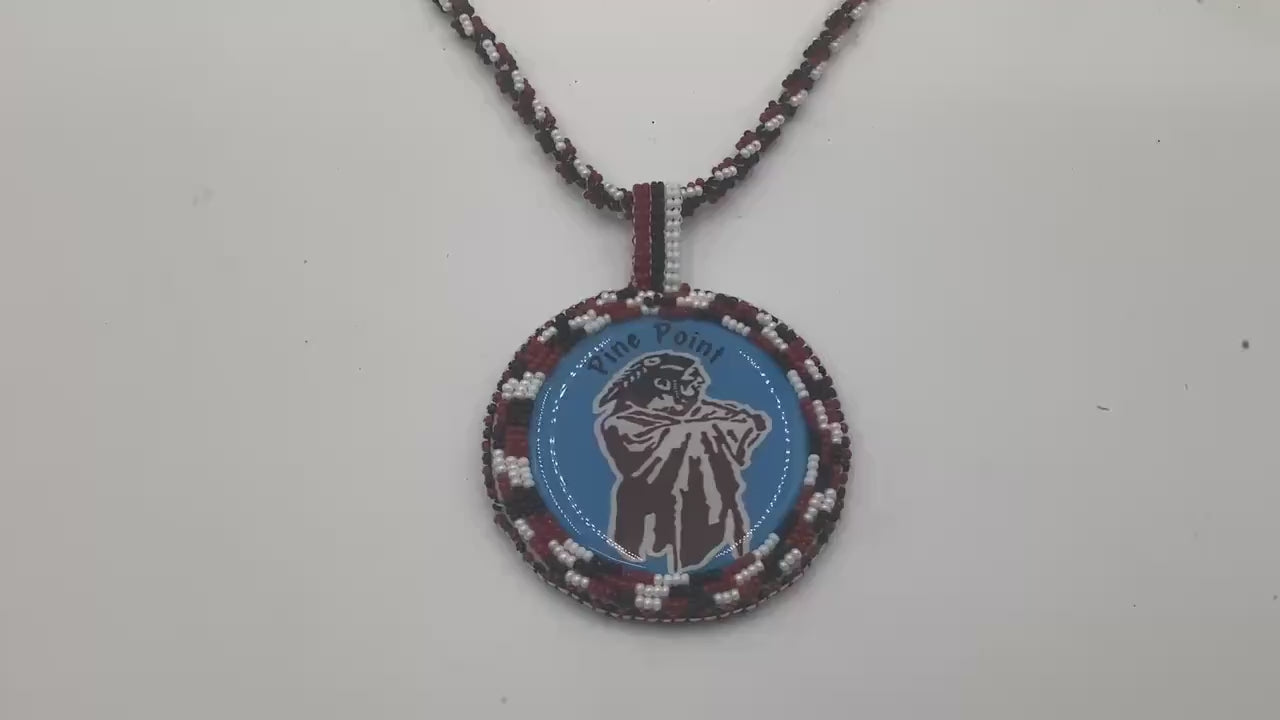 Hand Beaded Pine Point Love Medallion Necklace – Anishinaabe Ojibwe Artisan Made