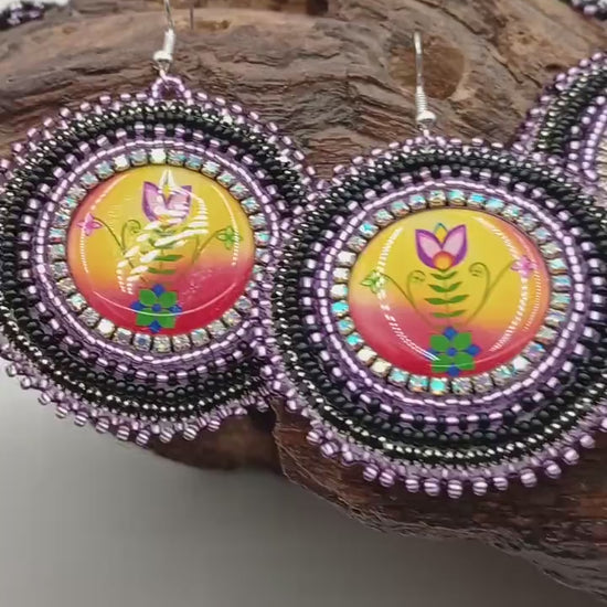 Ojibwe Floral Beadwork Necklace and Earrings: Anishinaabe Artisan Jewelry